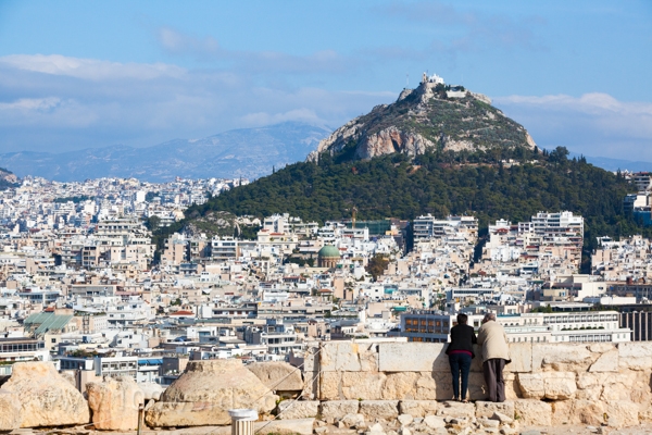 Looking to the north-east you can see Lykavittos Hill and Athens' urban sprawl viewed from the Acropolis in Athens. When Paul writes, "That Rock was Christ," (10:4b) he may have been thinking of one of the great rocks in the area.