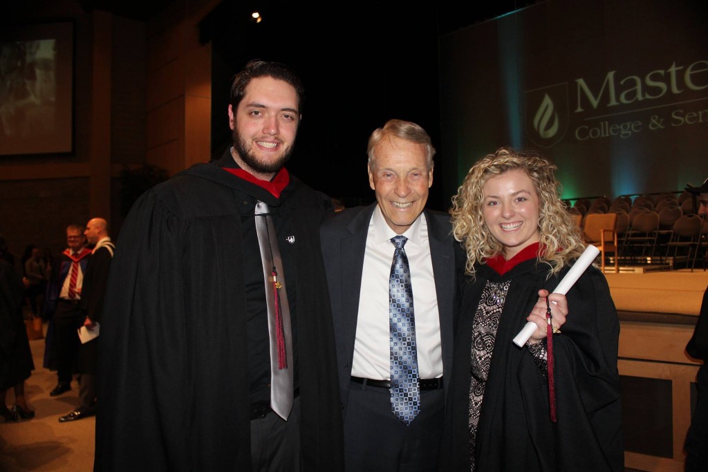 With my grandson Eric Mainse (Ron & Ann's son) and his wife Kara after their graduation ceremony, April 25, 2015.