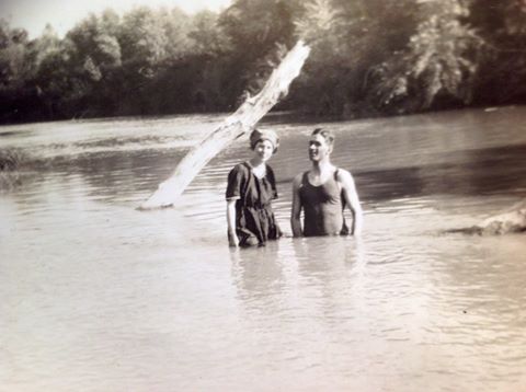 During yesterday's Jordan River production, I showed this photo of my parents on their honeymoon in 1925, bathing in the Jordan River. 
