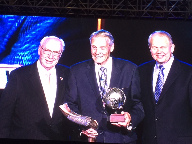 Caption by Ron: Last night, Dad was honoured with a Lifetime Global Impact award at the closing Pentecost Sunday event of the Empowered 21 Global Congress in Jerusalem. Congratulations Dad! Beside Dad in the photo are the Global Co-Chairs of Empowered 21, Dr. George Wood (General Superintendent of the Assemblies of God) and Dr. Billy Wilson (President of Oral Roberts University).
