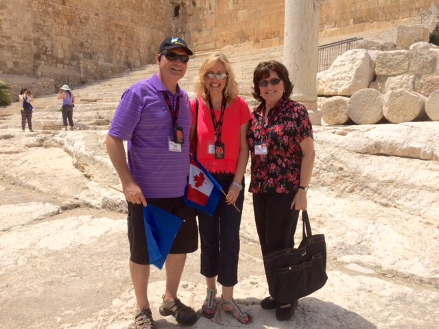 Ron, Ann, and Norma-Jean standing on the recently excavated "Southern Steps" leading up to the Temple on which Mary, Joseph, Jesus and others would have walked 2000 years ago.